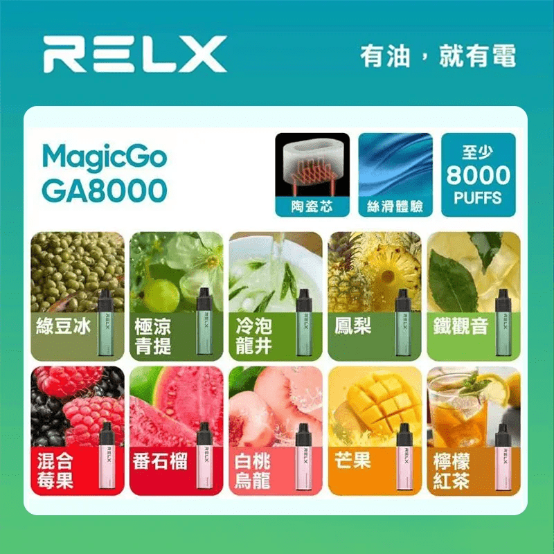 RELX-GA8000拋棄式-熱門口味 RELX-GA8000拋棄式-熱門口味