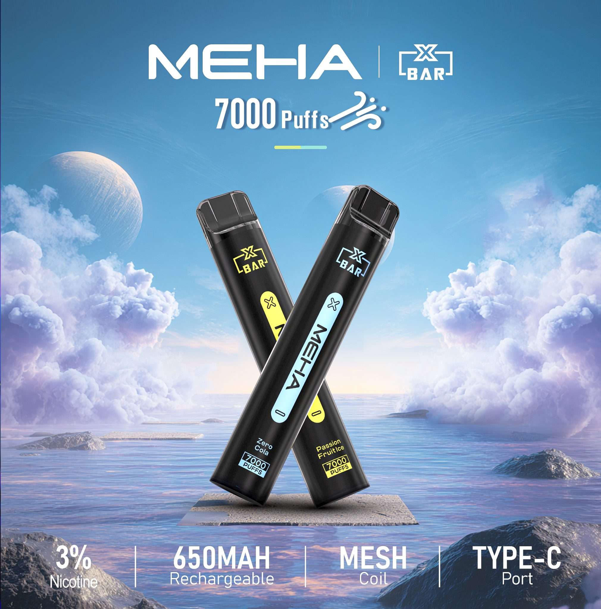 compressed_MEHA-XBA Meha Xbar 魅嗨小黑條7000口|一次性電子煙・16種熱門口味・大容量續航:圖片 1